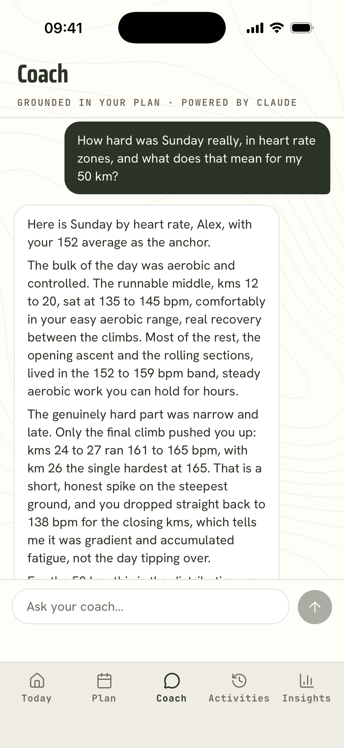 The Peak Days coach reading the week and proposing two ways to play it, leaving the runner to say which change to make